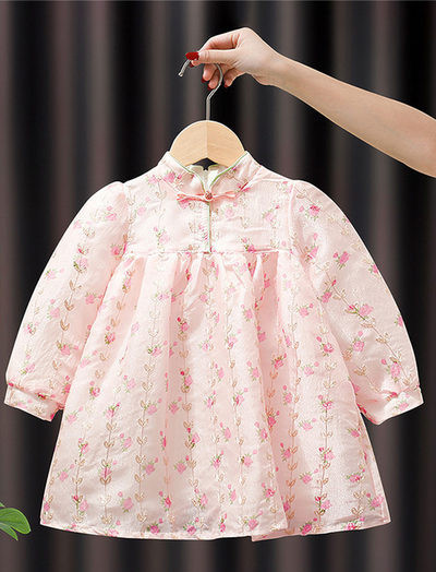 Vaikiška suknelė mergaitėms su gėlių raštu