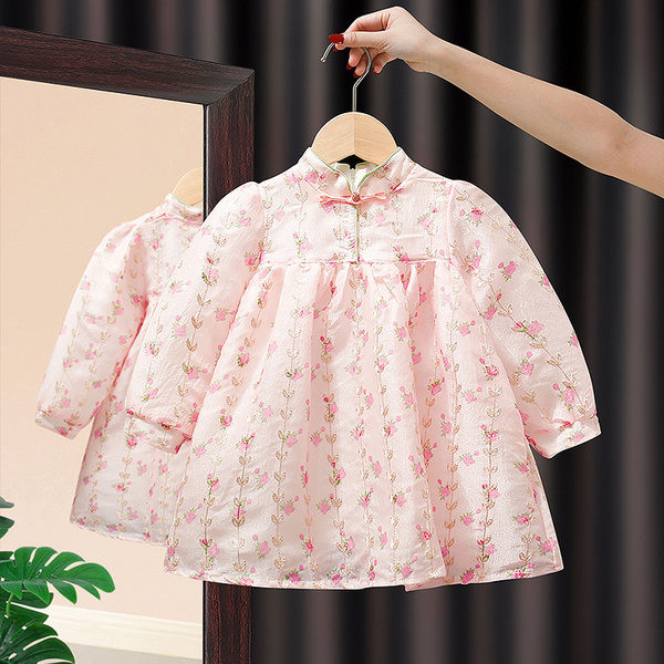 Vaikiška suknelė mergaitėms su gėlių raštu