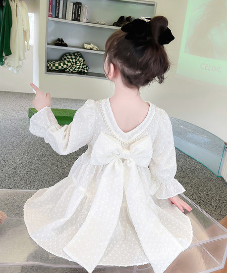 Dječja izrezana haljina s trakom i perlama za djevojčice