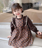 Naujo modelio vaikiška suknelė su garbanomis ir kaspinu