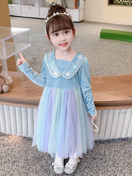 Dječja haljina za djevojčice s vezom i biserima