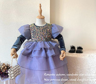 Dječja haljina za djevojčice s dugim rukavima i šljokicama