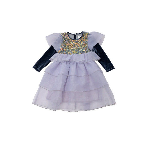 Dječja haljina za djevojčice s dugim rukavima i šljokicama