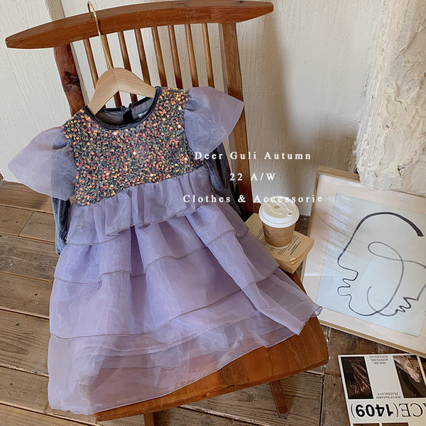 Dječja haljina za djevojčice s dugim rukavima i šljokicama