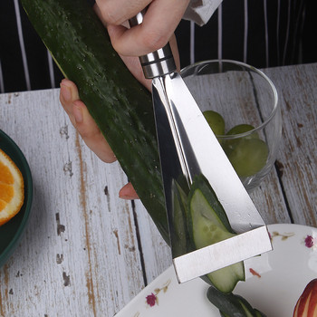 Нож за резба на плодове от неръждаема стомана Триъгълна форма Нож за зеленчуци Резачка за плодове Плата с нехлъзгащо се острие за резба Кухненски инструмент