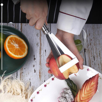 Μαχαίρι σκάλισμα φρούτων από ανοξείδωτο ατσάλι Τριγωνικό σχήμα Κόφτης λαχανικών Μαχαίρι κοπής Πιατέλα φρούτων Αντιολισθητική λεπίδα σκαλίσματος Εργαλείο κουζίνας