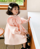 Haljina širokog uzorka za djevojčice s dugim rukavima i trakom