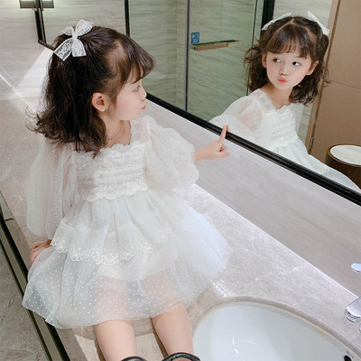 Rochie eleganta pentru copii cu broderie in culoarea alba