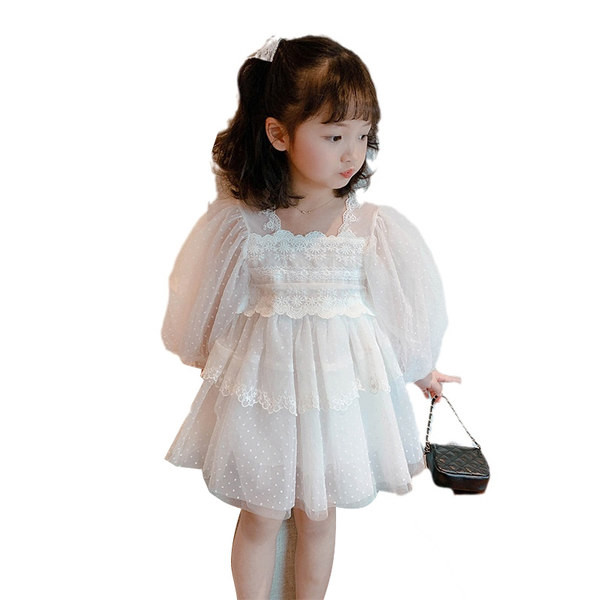 Rochie eleganta pentru copii cu broderie in culoarea alba