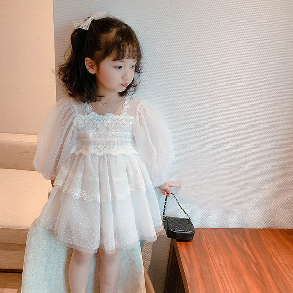 Rochie eleganta pentru copii cu broderie in culoarea alba
