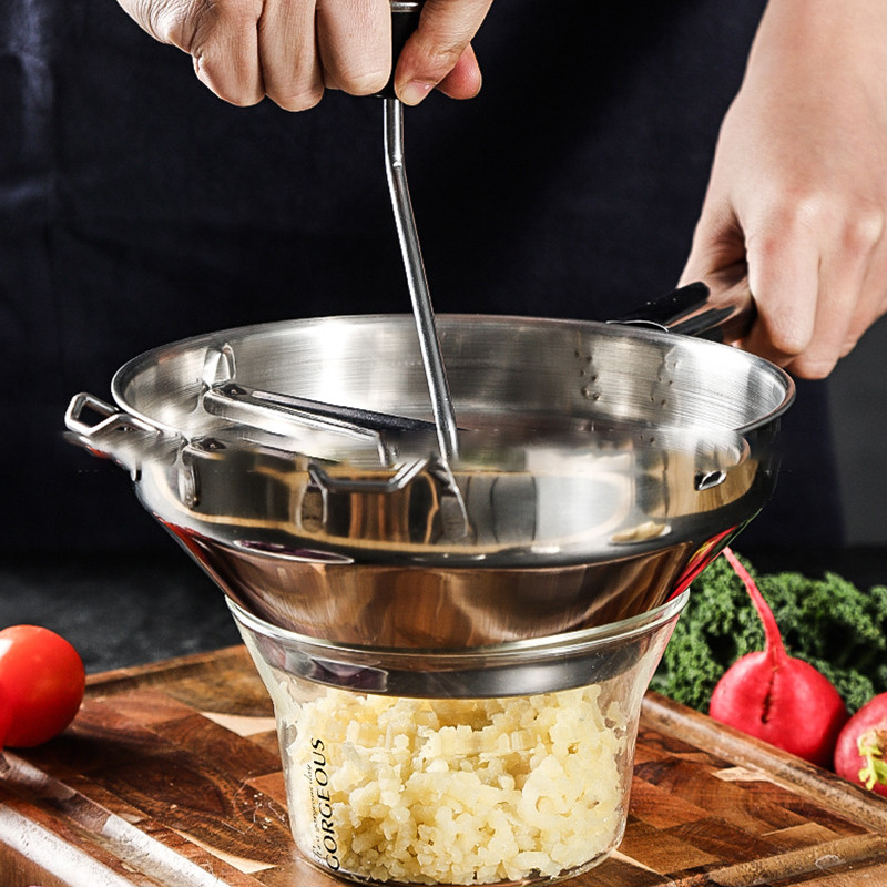 YOMDID bulvių trintuvas nerūdijančio plieno daržovių vaisių tyrės spaudimo įrankis Moliūgų malūnėlis Maisto trynimo virtuvės priedai