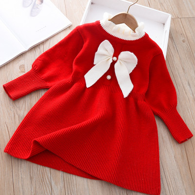 Ležerna dječja haljina s trakom i okruglim izrezom