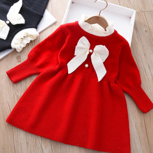 Ležerna dječja haljina s trakom i okruglim izrezom