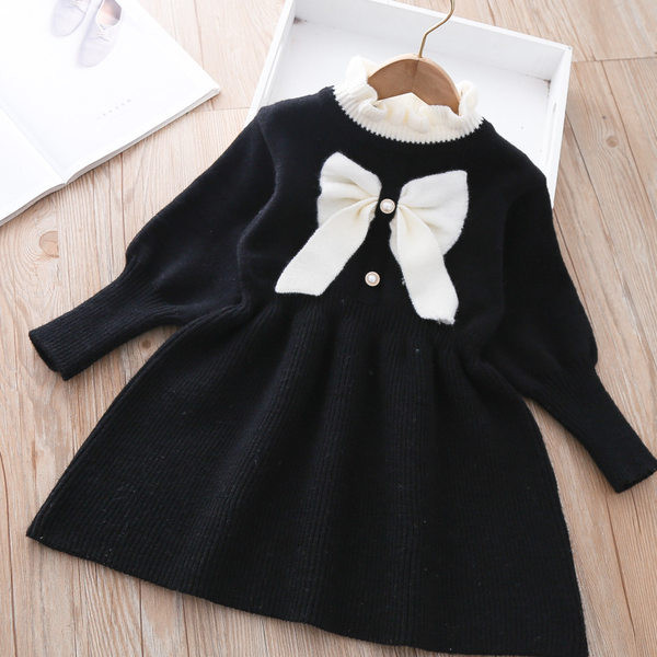 Ležerna dječja haljina s trakom i okruglim izrezom