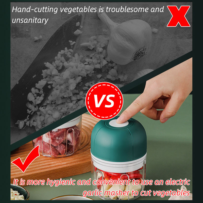 Tocator electric de bucatarie 100/250 ml Tocator de usturoi Tocator de carne Mini mancare Tocator de legume usturoi Pulverizator reincarcabil