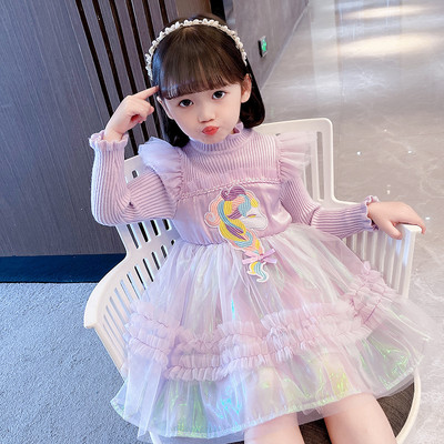 Rochie pentru fete cu broderie si tul