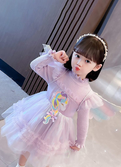 Rochie pentru fete cu broderie si tul