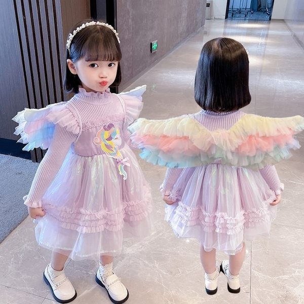 Rochie pentru fete cu broderie si tul