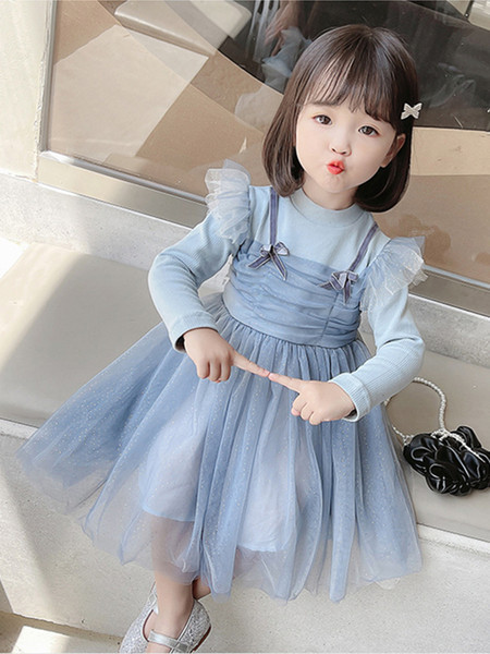 Moderna dječja haljina od tila - plava i roza boja