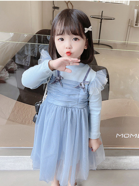 Moderna dječja haljina od tila - plava i roza boja