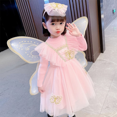 Rochie pentru copii cu efect 3D si elemente decorative