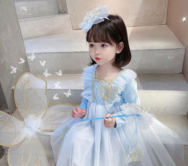 Rochie pentru copii cu efect 3D si elemente decorative