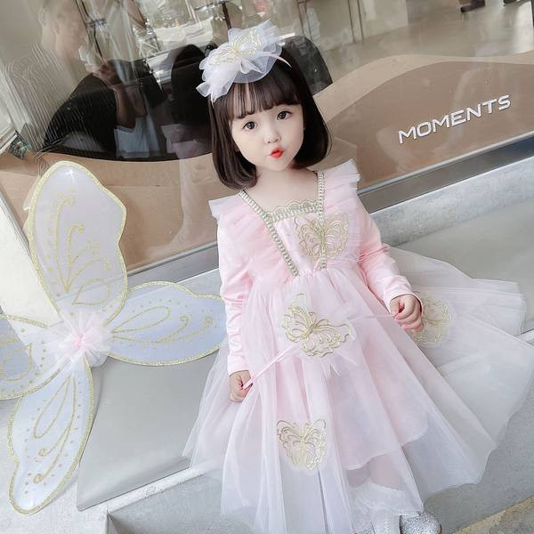 Rochie pentru copii cu efect 3D si elemente decorative