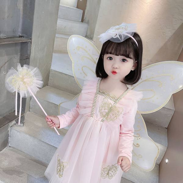 Rochie pentru copii cu efect 3D si elemente decorative