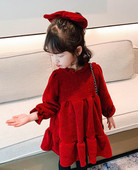 Vienspalvė suknelė ilgomis rankovėmis mergaitei