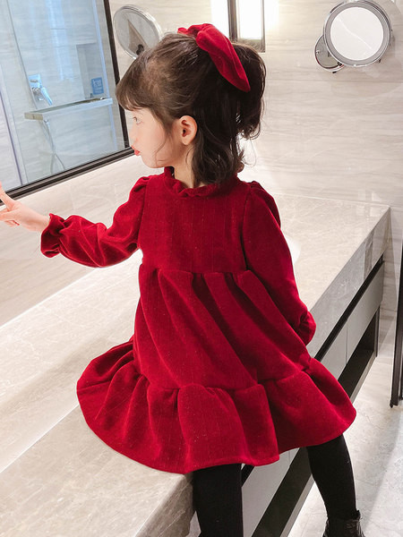 Vienspalvė suknelė ilgomis rankovėmis mergaitei