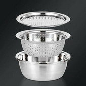 3 vnt. / 1 rinkinys daržovių pjaustyklė Daugiafunkcinė nerūdijančio plieno daržovių pjaustyklė Vaisių salotos Vaisių dubuo nutekėjimo krepšelio virtuvės prietaisai