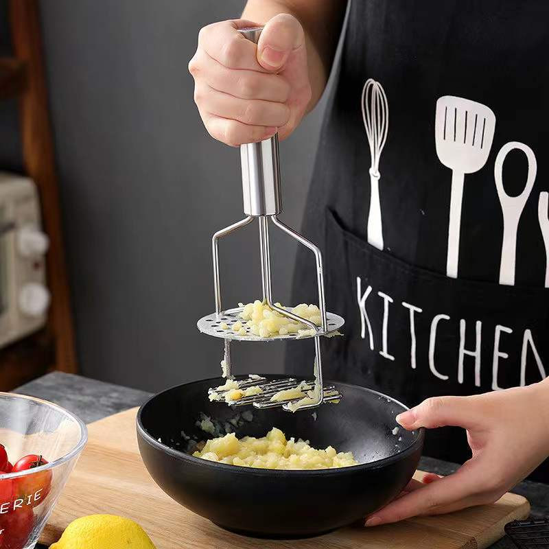 Kétrétegű burgonyanyomó rozsdamentes acél hullámos sajtoló iszapgép Konyha Zöldség Gyümölcs Fokhagyma Ételdaráló Kés Riasztó szerszámok