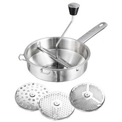 Rankinis nerūdijančio plieno sukamasis maisto malūnas, puikiai tinkantis daržovių tyrėms arba sriuboms gaminti Pomidorai Virtuvės įrankiai