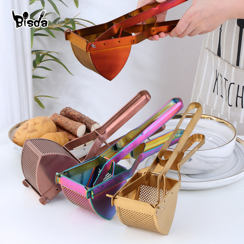 1 db rozsdamentes acél burgonyanyomó fokhagymaprések Konyhai edények Kézi Kézi Zöldség Gyümölcsfacsaró Narancs citromfacsaró