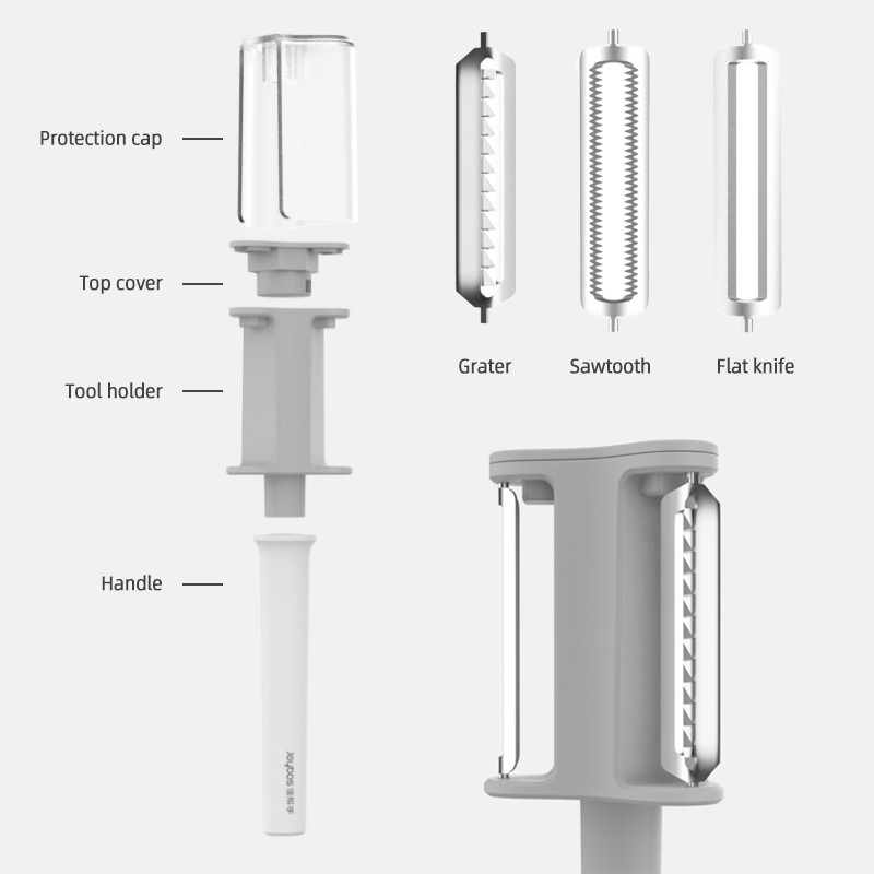 3 peilių daržovių skustuvas su dangteliu, nerūdijančio plieno bulvių pjaustyklė morkų trintuvė vaisių pjaustyklė virtuvės nauji virtuvės priedai