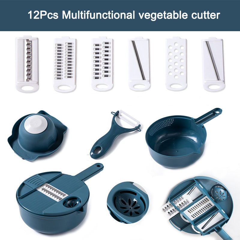 12 bucăți multifuncțional tocător de legume morcovi cartofi răzătoare tăiate mărunțiș pentru bucătărie usturoi comod Gadgets