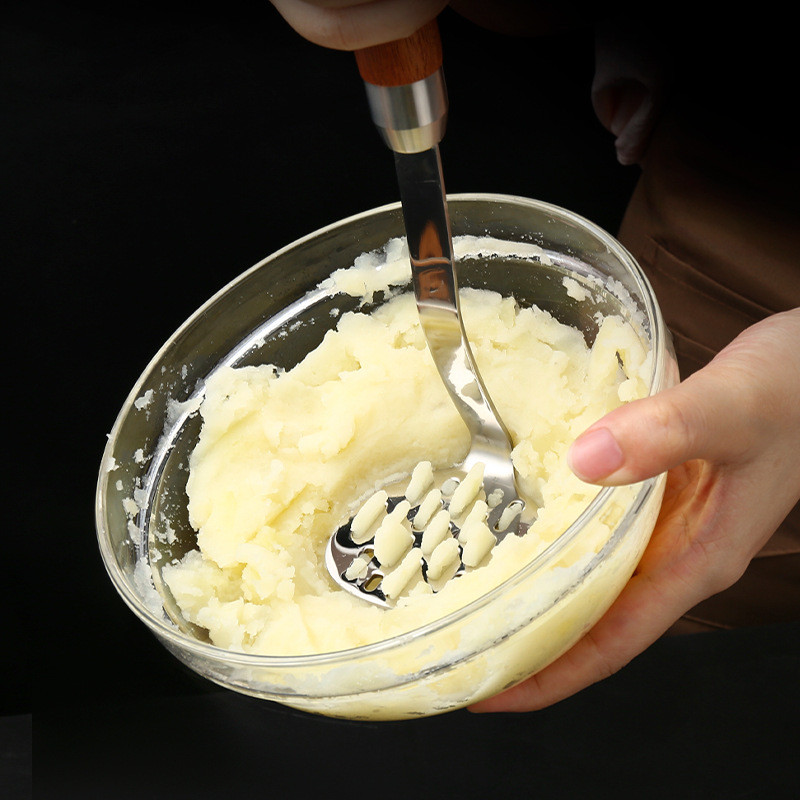 Nerūdijančio plieno bulvių grūstuvė su medine rankena Rankinė daržovių vaisių purvo spaudimo sulčių mašina maisto smulkintuvas Virtuvės gaminimo įrankiai