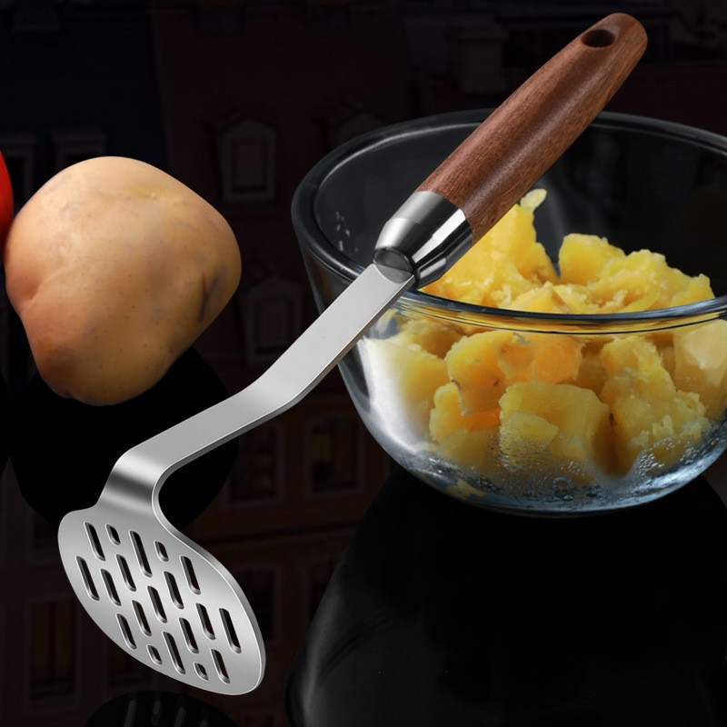 Nerūdijančio plieno bulvių grūstuvė su medine rankena Rankinė daržovių vaisių purvo spaudimo sulčių mašina maisto smulkintuvas Virtuvės gaminimo įrankiai