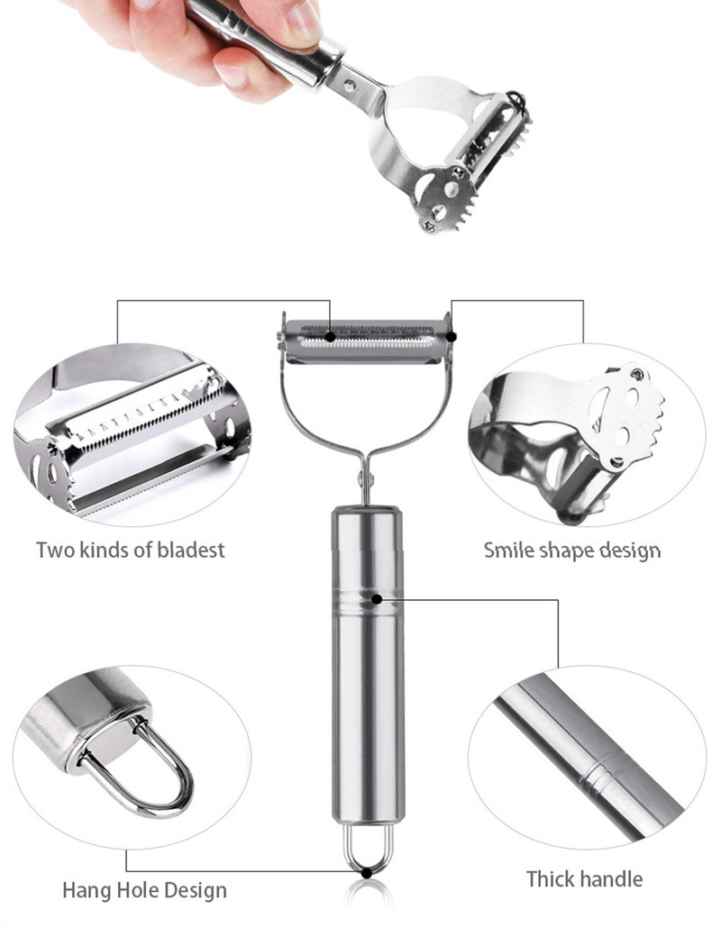 Nerūdijančio plieno daugiafunkcinis daržovių skustukas agurkų morkų vaisių pjaustyklė Julienne skustukas bulvių morkų trintuvas virtuvei