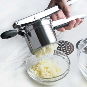 Από ανοξείδωτο χάλυβα Masher Ricer Crushing Silicone Handle Potato Masher Fruit Vegetable Squeecer Juicer Press Maker Εργαλείο κουζίνας