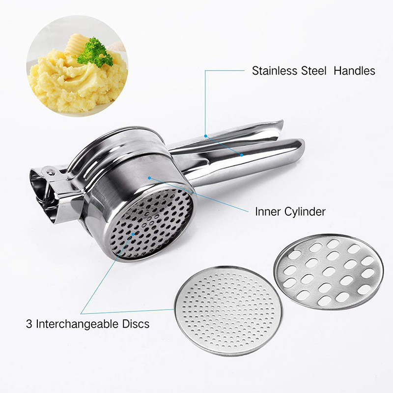 Concasor de presă din oțel inoxidabil 3 în 1 pentru zdrobire de cartofi, zdrobitor de fructe, bucătărie, unealtă multifuncțională pentru legume, gadget, stoarcetor de lămâie