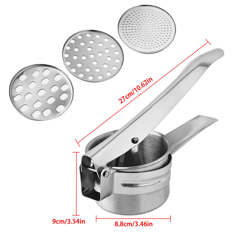 Concasor de presă din oțel inoxidabil 3 în 1 pentru zdrobire de cartofi, zdrobitor de fructe, bucătărie, unealtă multifuncțională pentru legume, gadget, stoarcetor de lămâie
