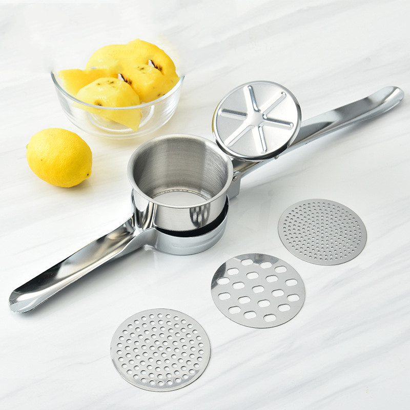 3 méretű burgonyanyomó rozsdamentes acél citromfacsaró Fokhagymadaráló Kézi zöldségprés Praktikus aprító Kézi konyhai eszközök
