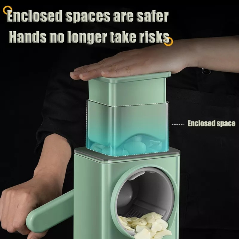 Daugiafunkcinis būgnas daržovių pjaustyklės virtuvės buitinis apskritas daržovių pjaustytuvas Rotorinis trintuvas rankinis virtuvės įrankis