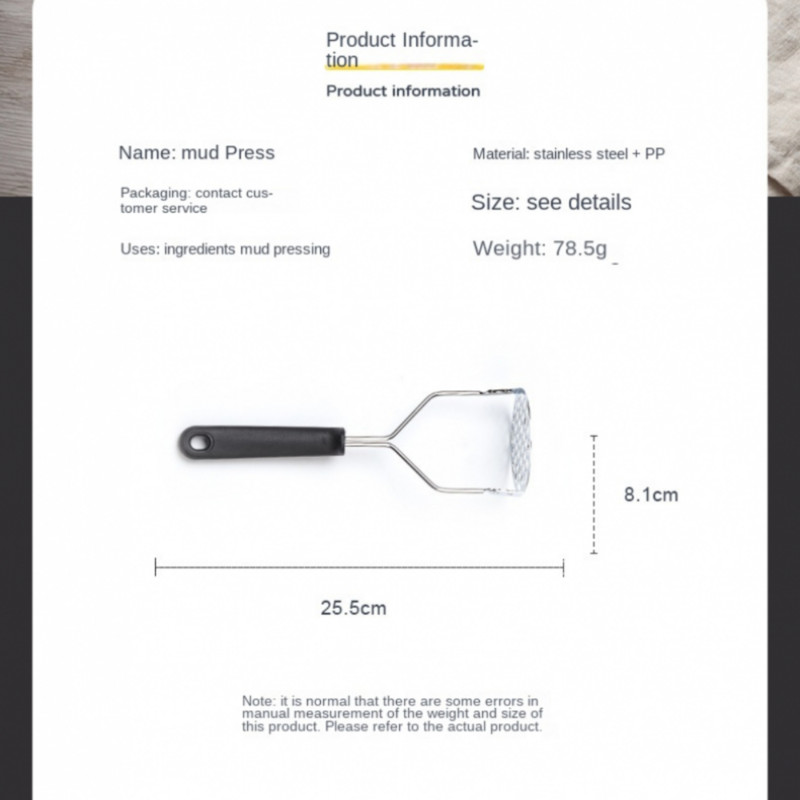 Nerūdijančio plieno bulvių preso rankinis bulvių česnako presas bulvių grūstuvas Bulvių smulkintuvas vaisių mašina virtuvės įtaisas