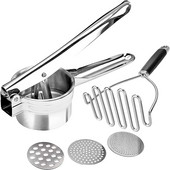 Presă pentru storcator de cartofi 3 în 1 din oțel inoxidabil Storcator manual de fructe și legume Storcator de cartofi Presă de zdrobire de cartofi Aparate de bucătărie