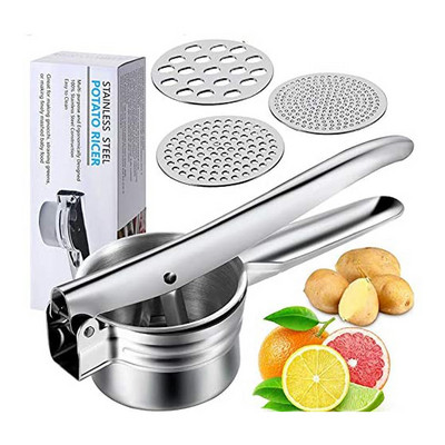 Presă pentru storcator de cartofi 3 în 1 din oțel inoxidabil Storcator manual de fructe și legume Storcator de cartofi Presă de zdrobire de cartofi Aparate de bucătărie
