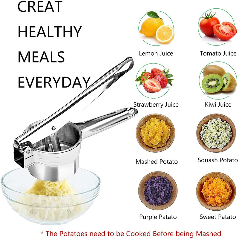 Presă pentru storcator de cartofi 3 în 1 din oțel inoxidabil Storcator manual de fructe și legume Storcator de cartofi Presă de zdrobire de cartofi Aparate de bucătărie