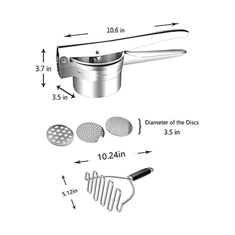 Presă pentru storcator de cartofi 3 în 1 din oțel inoxidabil Storcator manual de fructe și legume Storcator de cartofi Presă de zdrobire de cartofi Aparate de bucătărie