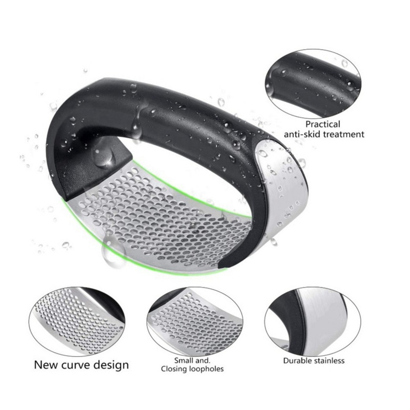 Többfunkciós daráló szeletelő rozsdamentes acél O-alakú fokhagyma gyömbérprés kézi konyhai hengeraprító zöldségszerszám